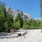 wanderer bei pragser wildsee gruenwaldtal