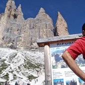 P drei zinnen sexten suedwand lavaredo huette infotafel