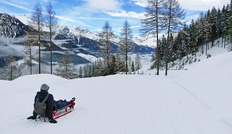 abfahrt winter rodelbahn speikboden